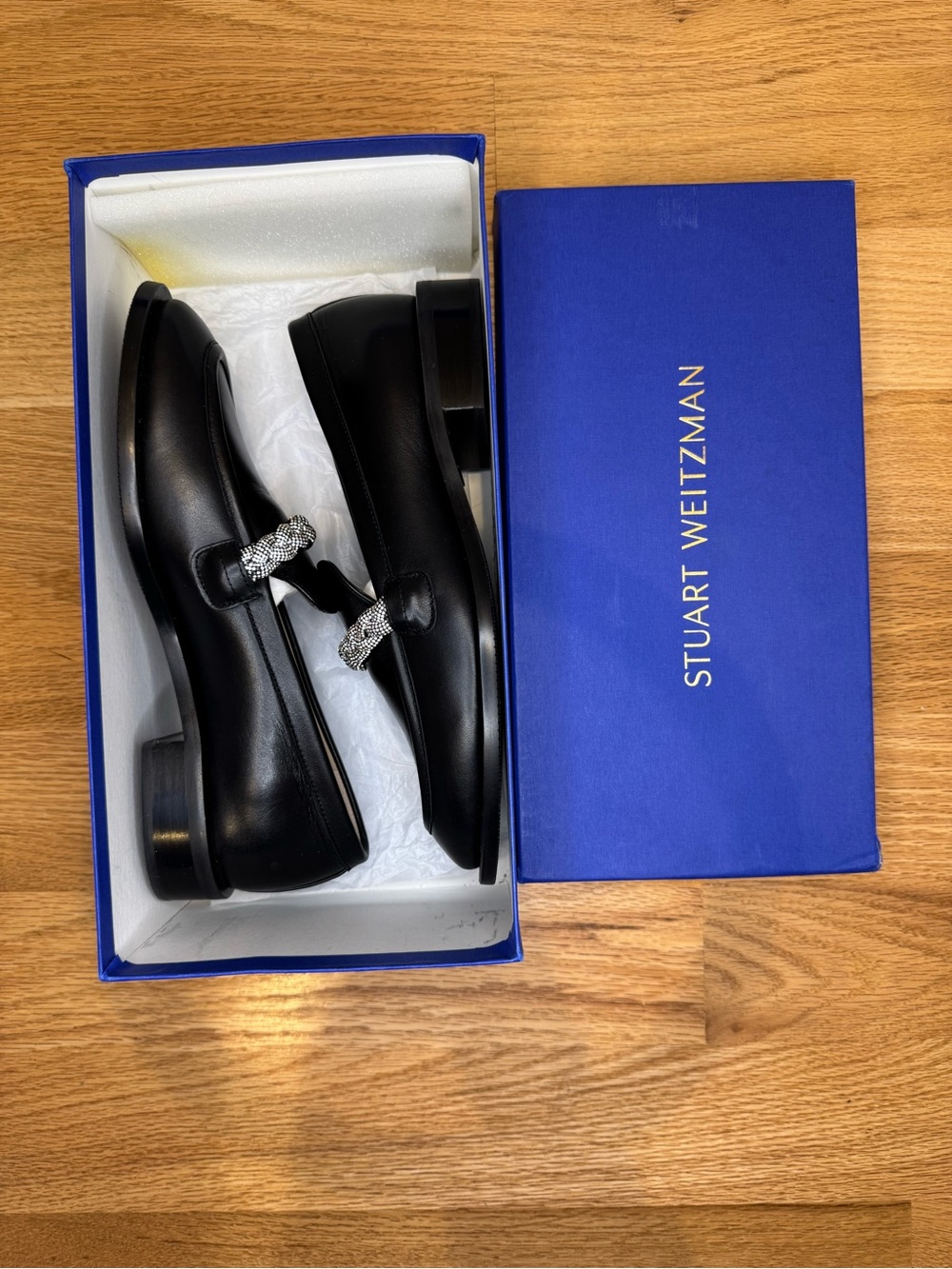 Stuart Weitzman Black Shine Palmer Loafers Size 8 Women’s